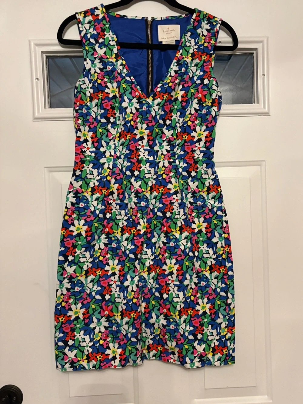 Kate Spade Bright Multicolor Floral V-Neck Sheath Dress